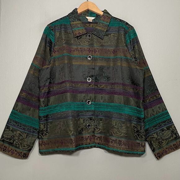 Satin Tapestry Jacket Size Large Dark Romantic Whimsigoth Witchy Artsy Brocade - Picture 1 of 13